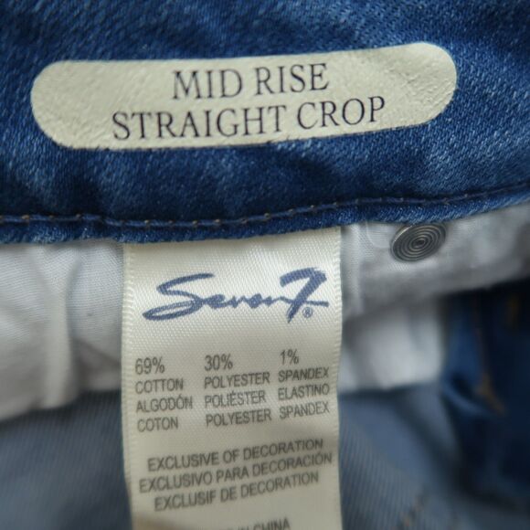 Seven7 Jeans Women's 6 Blue Mid-Rise Straight Crop Denim 24.5" Inseam Distressed - Picture 11 of 16